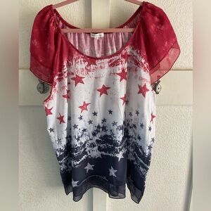 Plus size-2XL Red, White, Blue Top